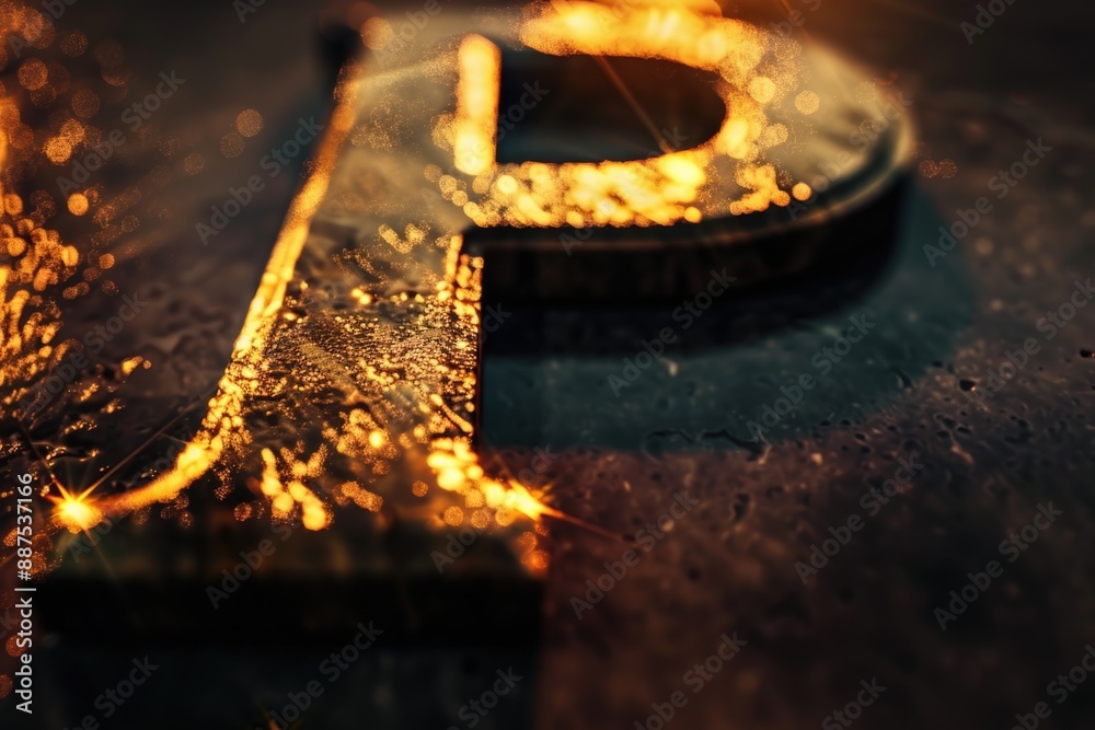 Aufkleber A close-up view of a metal letter sitting on a table, suitable for use in various contexts such as photography or graphic design