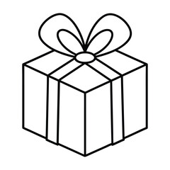 Gift Box Outline Illustration Isolated Vector