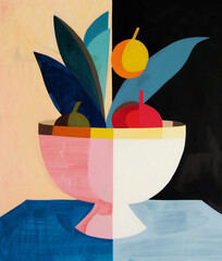 Image of Minimalist still lif painting illustration printed on Printed Glass Splashbacks