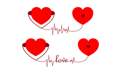 Heartbeat rhythm on love with shape of heart one line art. when never you fall in love. Love and Valentine day inspiration vector. 