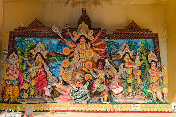 Obraz premium still picture image of Godess Durga being worshipped on the occasion of Durga puja festival in India