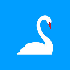 beauty swan logo design vector flat