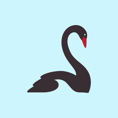beauty swan logo design vector flat