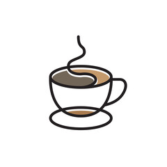 coffee cup line art logo design vector