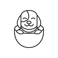 dog with bowl cute cartoon logo design vector