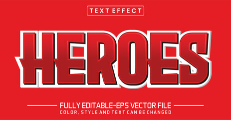 Heroes red font Text effect editable