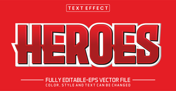 Heroes red font Text effect editable