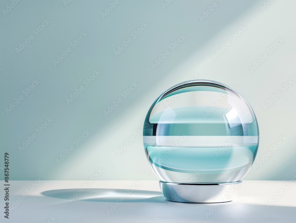 Aufkleber Elegant Modern Glass Ball in Minimalist Setting A Study in Transparency and Sleek Design