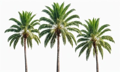 Three palm trees isolated on white background