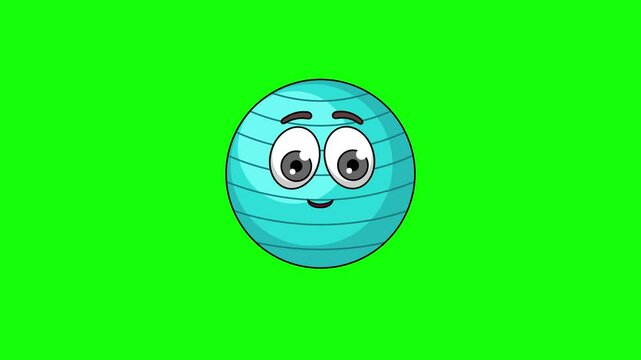 exercise ball cartoon character with a saluting face, emoji emoticon animation