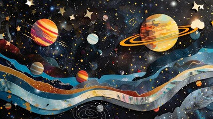 Naklejka premium Colorful Artistic Representation of Outer Space