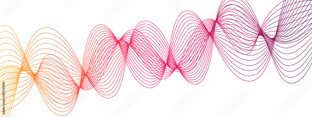 Fototapete Colorful Abstract Wave Lines Background with Dynamic Technology, and Art Projects for Modern Design. Futuristic motion curve lines tech with glowing frequency sound.
