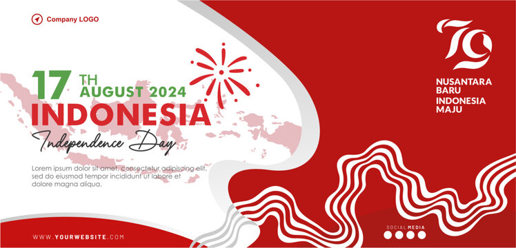 79th Indonesia Independence Day August 2024 background, banner, template, poster, greeting and social media feed. "Dirgahayu Indonesia" Background means Long Live Indone