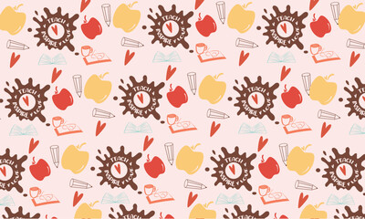 back to school retro background, teacher background, teacher seamless, back to school pattern 
