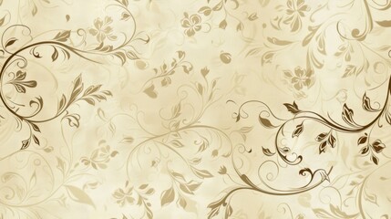 Vintage Beige Floral Decorative Wallpaper Seamless Pattern