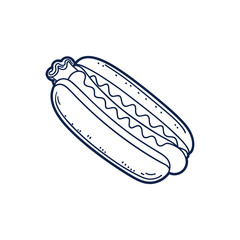 Hot dog line art vector illustration