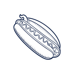 Hot dog line art vector illustration