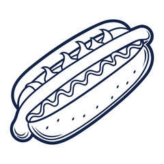 Hot dog line art vector illustration
