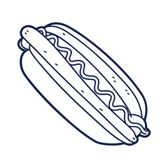 Hot dog line art vector illustration