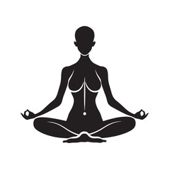 A black and white logo of a person in a yoga pose