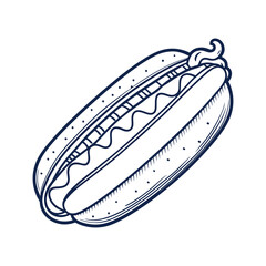 Hot dog line art vector illustration