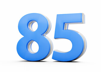 3D Number 85 Eighty Five Made Of Blue Body With Silver Outline On White Background 3D Illustration