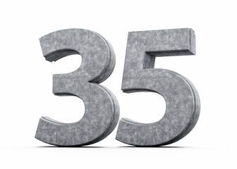 Naklejka premium Concrete Number Thirty Five 35 Digit Made Of Grey Concrete Stone White Background 3d Illustration