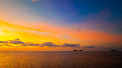 Sunset Sky  on the beach with Twilight in the Evening as the colors of Sunset Horizon scene