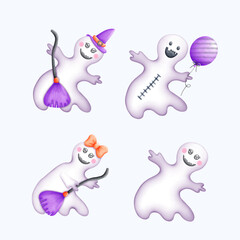 Cute Watercolor Halloween Clipart - Trick or Treat Illustration