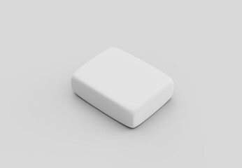 A White Sleek Cubic Eraser With Soft, Smooth Rounded Edges On White Background 3D Illustration