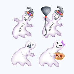 Cute Watercolor Halloween Clipart - Trick or Treat Illustration