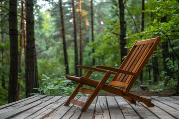 Fototapeta premium Wooden Chair in Forest