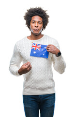 Afro american man flag of Australia over isolated background with a confident expression on smart face thinking serious