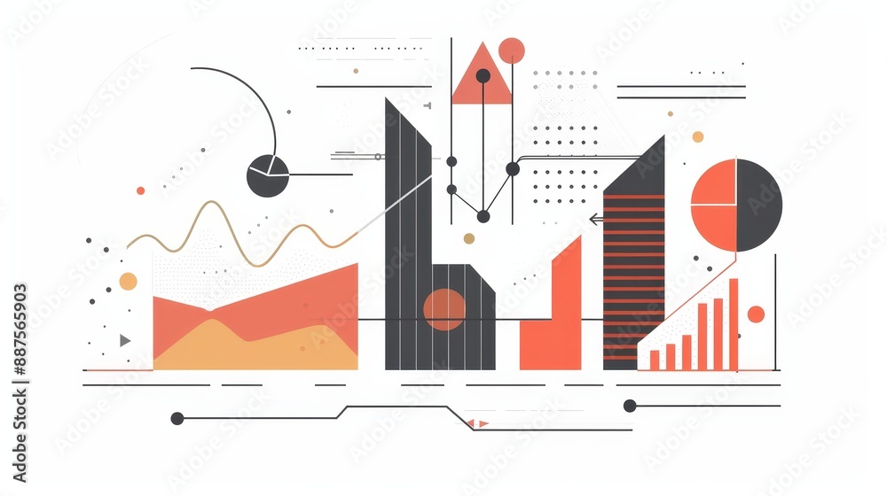 Poster abstract geometric design with data visualizations - a modern abstract design incorporating geometri
