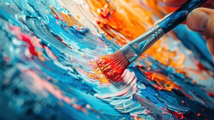 Obraz premium Artist Hand Holding A Painting Brush, Craft Artistic Background, Comforting And Creative, High Quality Background