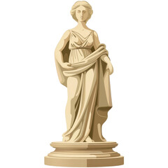 Elegant ancient Greek-style statue of a woman in classical drapery standing on a pedestal. Detailed and beautifully crafted sculpture.