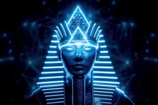 Symmetric Ancient Egyptian Statue of Pharaoh Menes in museum