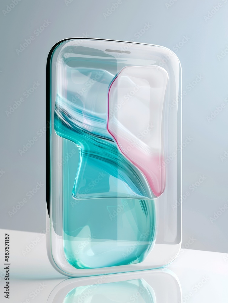Aufkleber modern mobile app interface featuring glassmorphism design with frosted glass and transparent elemen