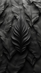 Obraz premium Black and white minimalist leaf design in a modern setting