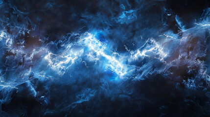 A blue sky with a stormy sky and lightning bolts