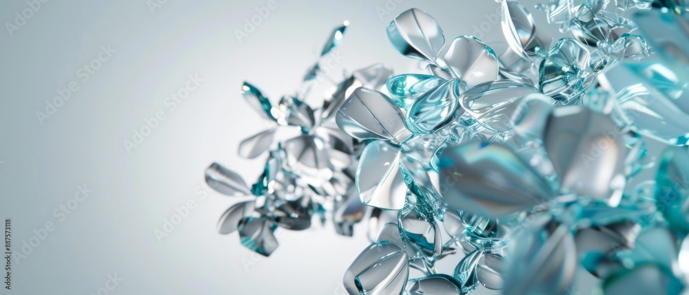 Poster Transparent Crystal Art Installation Featuring Array of Reflective Glass Elements in a Modern Studio Setting