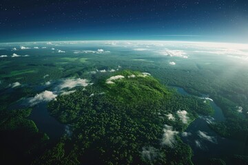 Rainforest of Amazon in South America from the space view  realistic planet Earth rotation