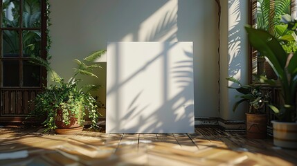 Obraz premium Blank Canvas In Interior Side View, Versatile And Clean, High Quality Background