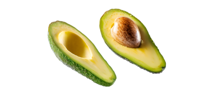 halved avocado on a transparent background
