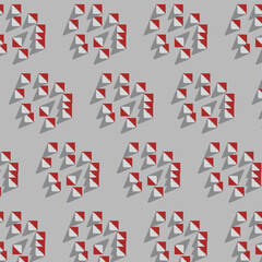 red and white shapes rectangular repeating motifs and patterns with a combination of red and white. Rectangular patterns with large and small regular patterns form a mosaic for backgrounds, wallpaper,