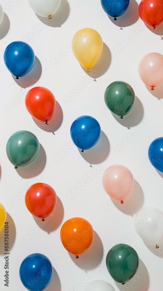 Aufkleber Joyful Array of Multicolored Balloons on a Soft White Background for Festive Occasions