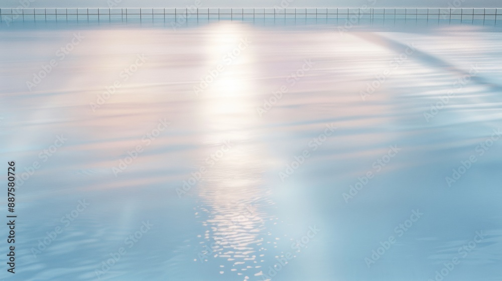 Poster serene blue surface with soft beams of light minimalist composition highlighting tranquility and vib