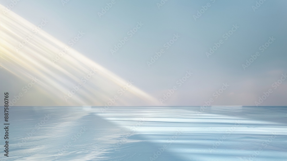 Poster Serene Blue Surface under Soft Beams of Light in a Minimalist Setting An Abstract Graph Representation