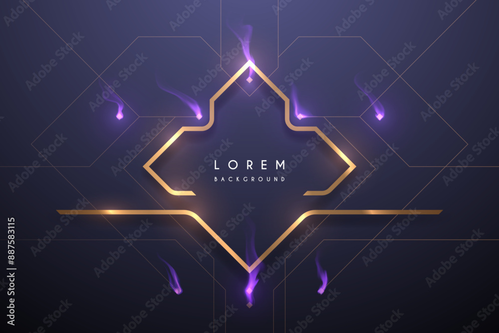 Canvas Prints golden frame with lines and flame effects