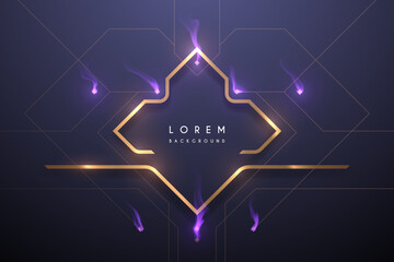 Golden frame with lines and flame effects